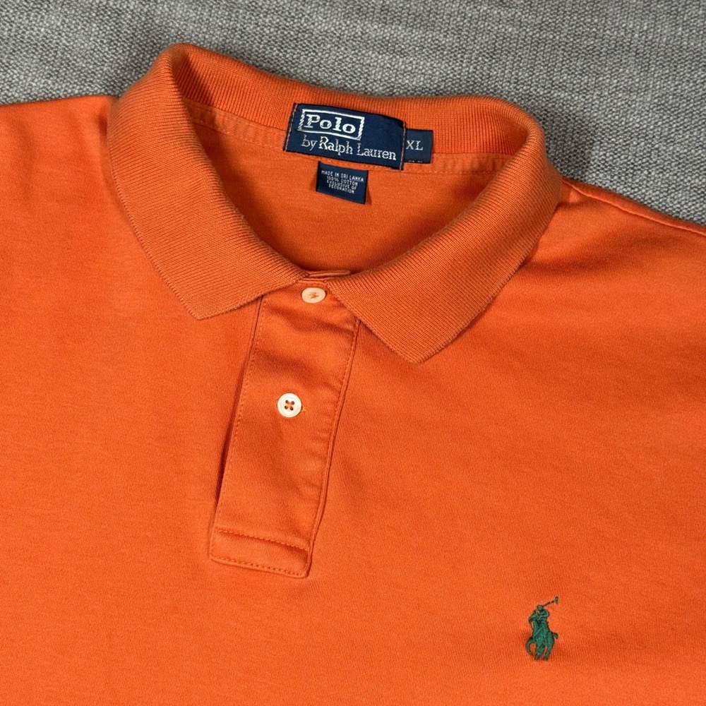 Polo Ralph Lauren Mens XL Orange Short Sleeve Cotton‎ Polo Shirt Green Pony